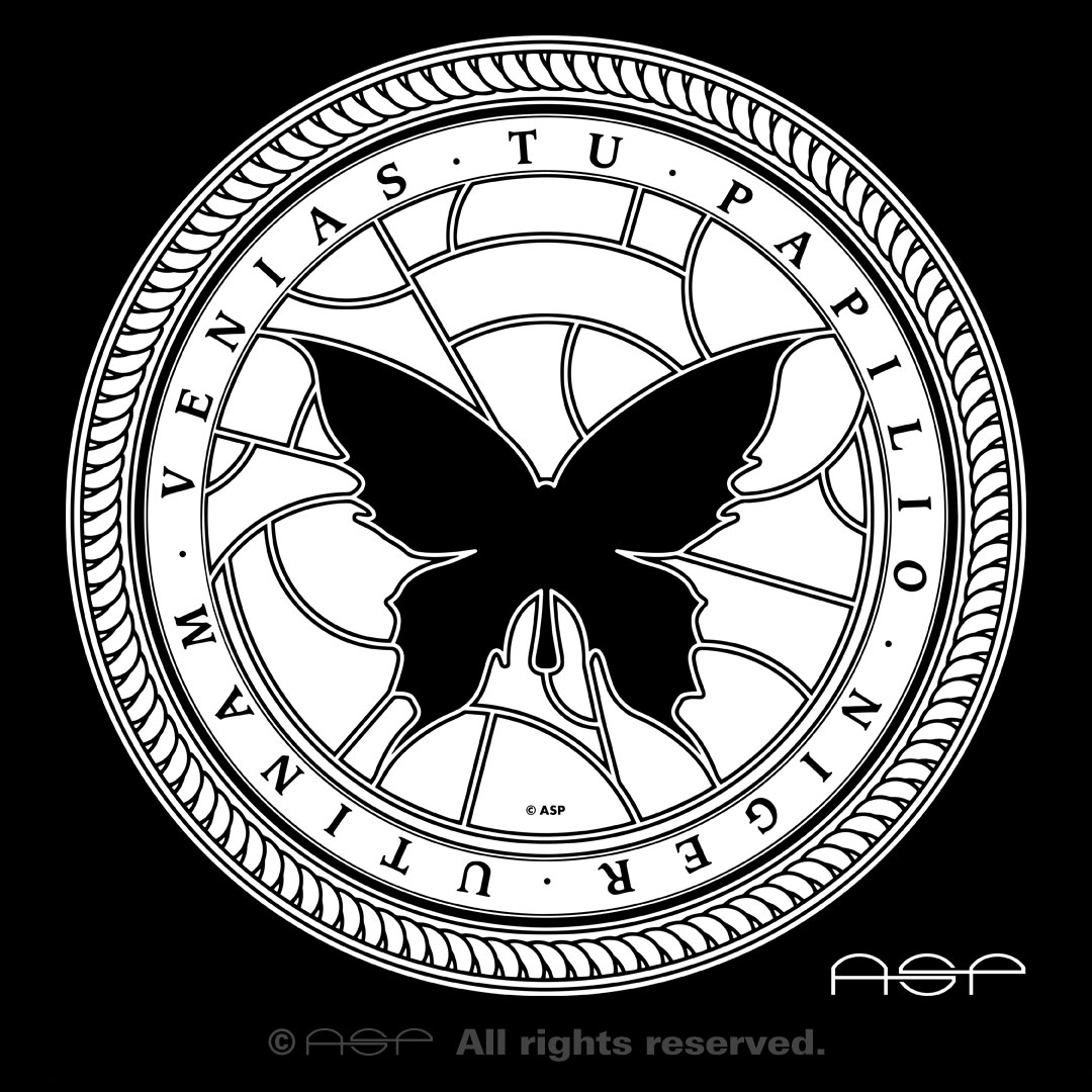 ASP Schwarzer Schmetterling „Utinam venias tu papilio niger“ aus dem Song „Beschwörung“ vom Album „Aus der Tiefe“ © ASP